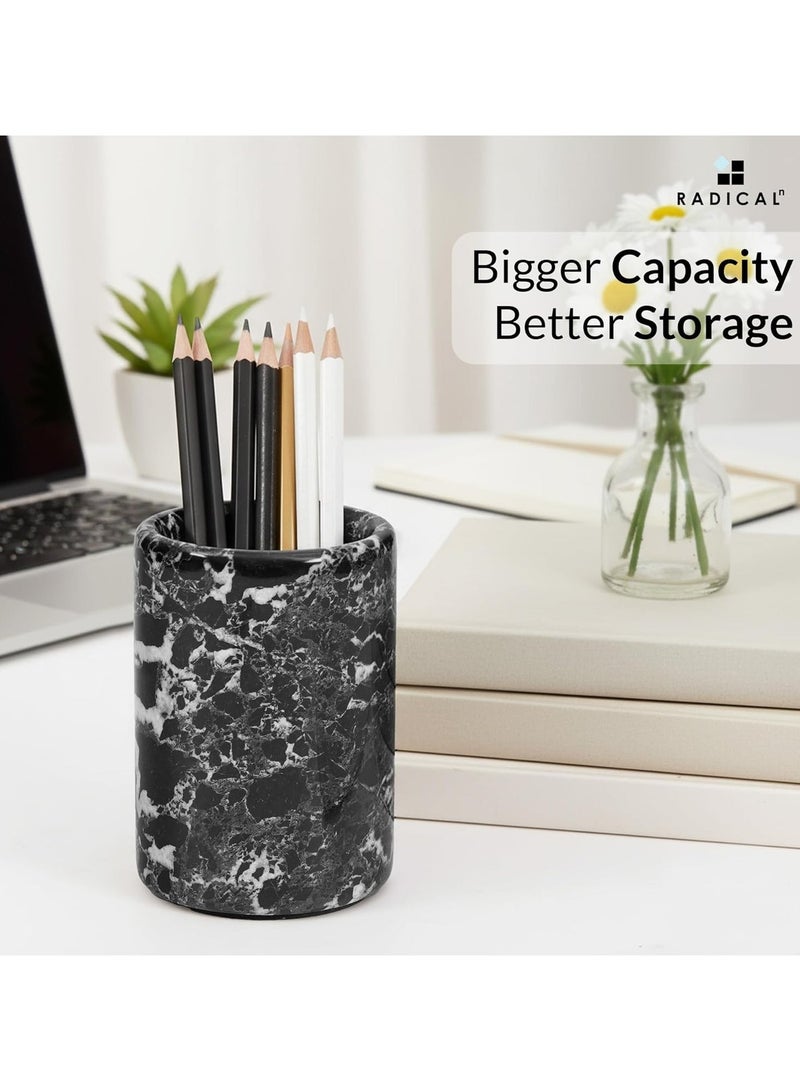 RADICALn Handmade Black Marble Pen Holder 4 Inch, Pencil Holder for Desk, Ideal for School Stationery, Office Desk, Makeup Accessories, Perfect for Home, Office, or Gift - Image 4